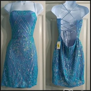 Stunning Teal Backless Dress